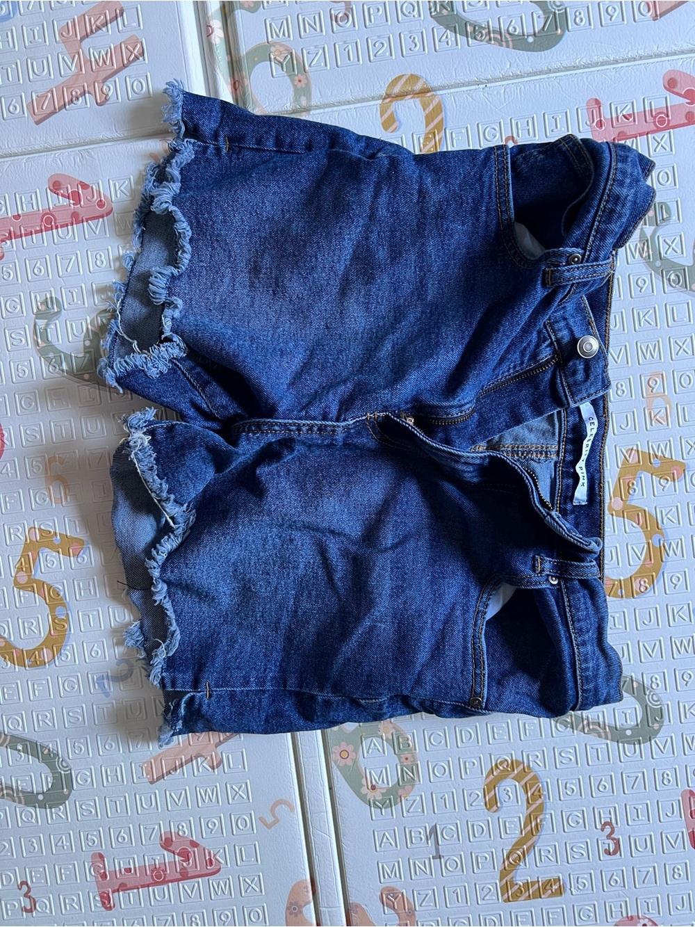Celebrity Pink Dark Blue Distressed Denim Jean Shorts